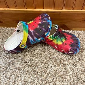 Tie-dye crocs
